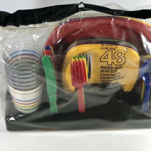 48 Piece Serving Set for 8 Dinner plates Plastic - Picture 4 of 6